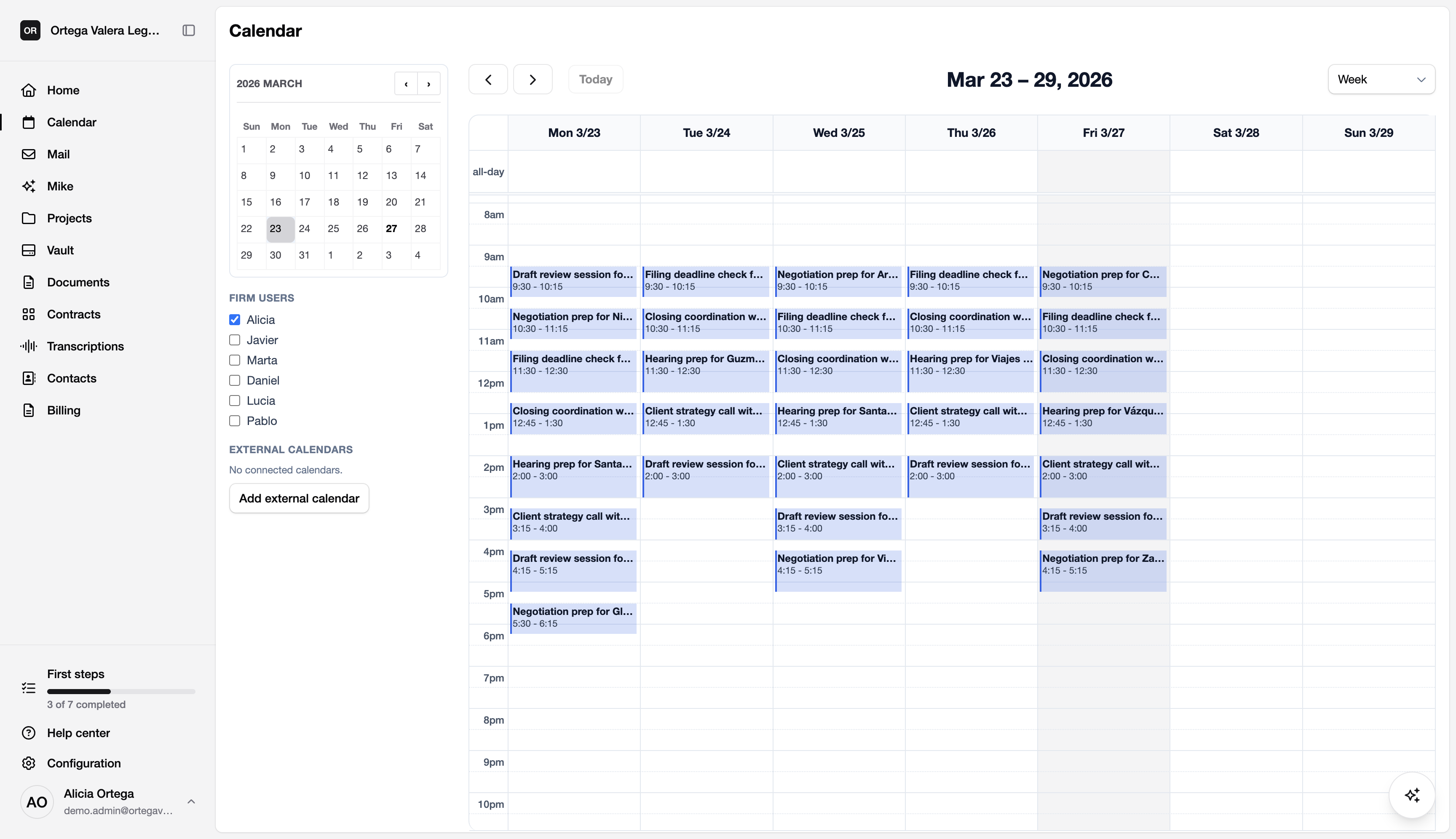 Calendar product screenshot